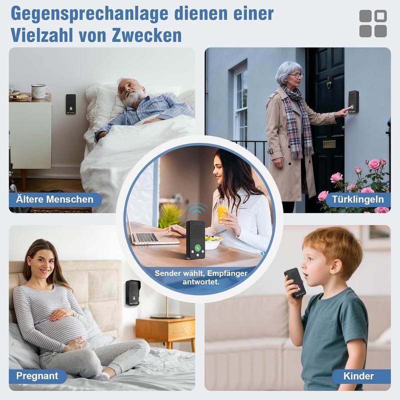 ChunHee Időseknek Vezeték Nélküli Segélyhívó Rendszer 150m SOS Riasztó Hosszú Akkumulátor