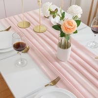 CHUQING Asztalterítő Világosrózsaszín 70x300 cm Esküvői Dekoráció Chiffon - 70 x 300 inches, Chiffon Light Pink 8