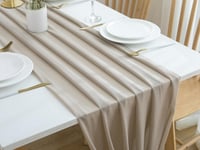 CHUQING Chiffon Asztalfutó 70x300 cm Esküvői Dekoráció Piknik Konyha - 70 x 300 inches, Chiffon Light Brown 6