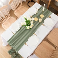 CHUQING Chiffon Asztalfutó Sage Green 70x300 cm Esküvői Dekoráció - 70 x 300 cm, Sage Green-t 4