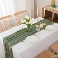 CHUQING Chiffon Asztalfutó Sage Green 70x300 cm Esküvői Dekoráció - 70 x 300 cm, Sage Green-t 8