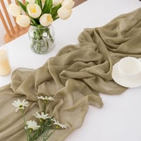 CHUQING Chiffon Asztali Futó 70x400cm Homokszín Esküvői Dekoráció 8