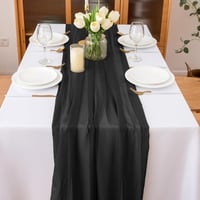 CHUQING Elegáns Fekete Sifon Asztali Futó - Art Deco Stílusú Asztalterítő, 70 x 300 cm, Mosógépben Mosható, Dekoratív Asztaldekoráció 4