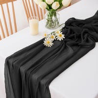 CHUQING Elegáns Fekete Sifon Asztali Futó - Art Deco Stílusú Asztalterítő, 70 x 300 cm, Mosógépben Mosható, Dekoratív Asztaldekoráció 3