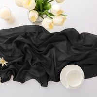 CHUQING Elegáns Fekete Sifon Asztali Futó - Art Deco Stílusú Asztalterítő, 70 x 300 cm, Mosógépben Mosható, Dekoratív Asztaldekoráció 7