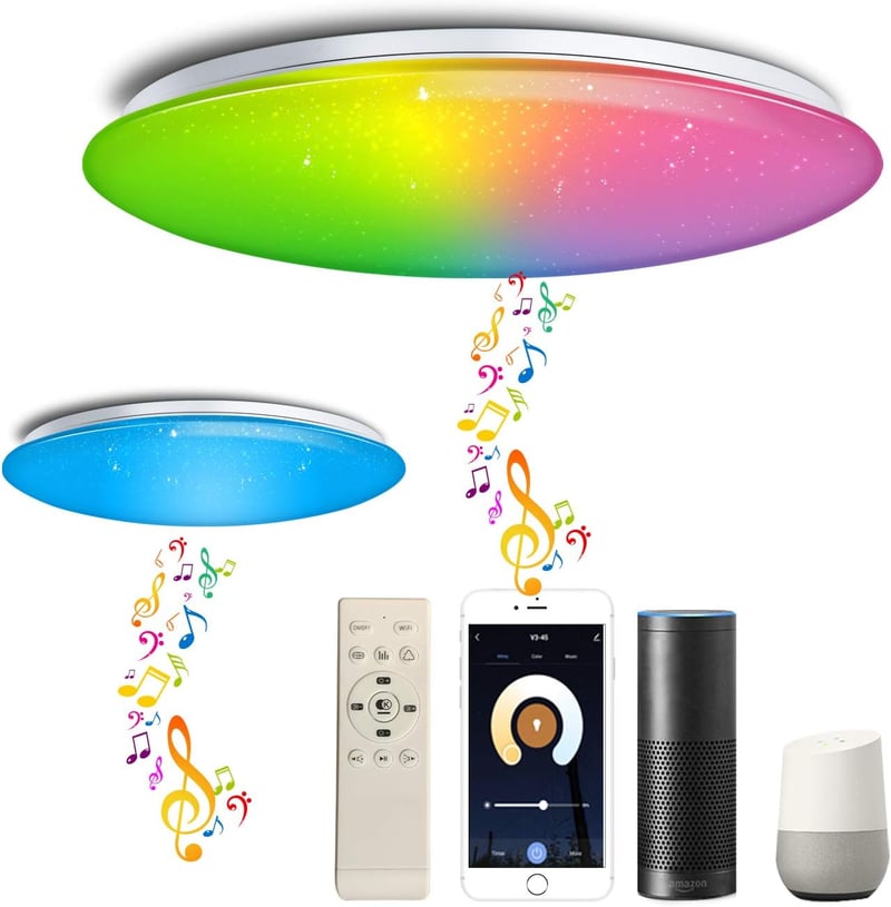 chysongoods 50 cm Csillagos Égbolt Mennyezeti Lámpa 1 db  Bluetooth Hangszóróval - RGB LED Színváltós, Fényerőszabályozható, Google Home Kompatibi