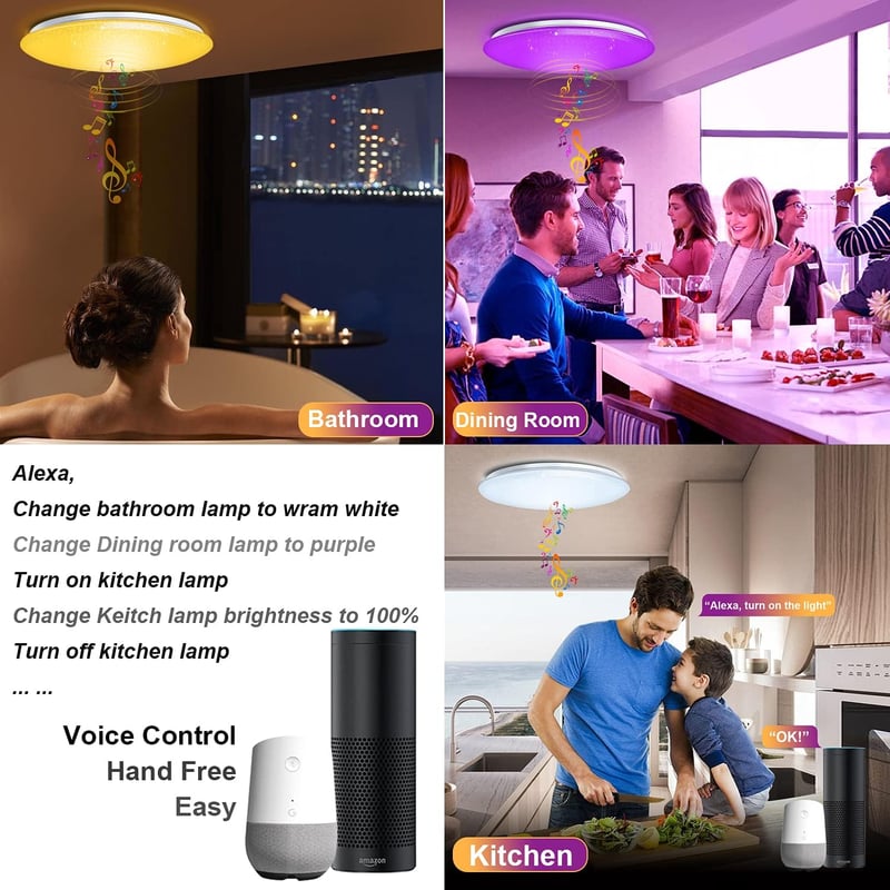 chysongoods 50 cm Csillagos Égbolt Mennyezeti Lámpa 1 db  Bluetooth Hangszóróval - RGB LED Színváltós, Fényerőszabályozható, Google Home Kompatibi
