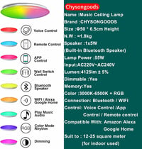 chysongoods 50 cm Csillagos Égbolt Mennyezeti Lámpa 1 db  Bluetooth Hangszóróval - RGB LED Színváltós, Fényerőszabályozható, Google Home Kompatibi 2