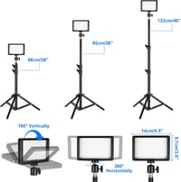 Ci-Fotto LED Videólámpa 2db Dimmer 5600K USB Tripod Szűrő Stúdió YouTube TikTok - 2-pack 5