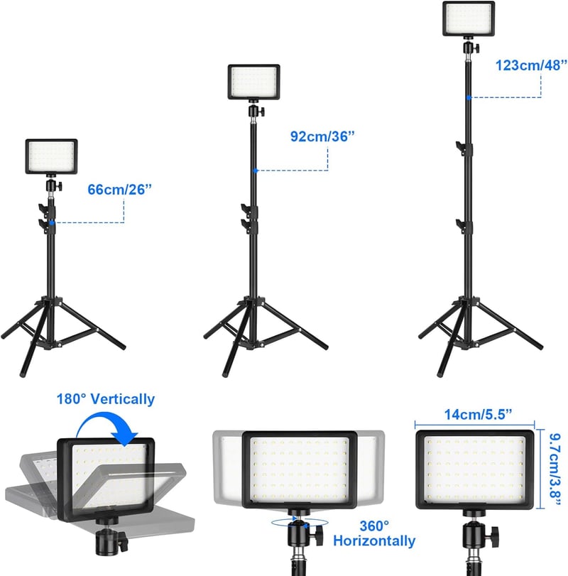 Ci-Fotto LED Videólámpa 2db Dimmer 5600K USB Tripod Szűrő Stúdió YouTube TikTok - 2-pack