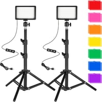 Ci-Fotto LED Videólámpa 2db Dimmer 5600K USB Tripod Szűrő Stúdió YouTube TikTok - 2-pack 1