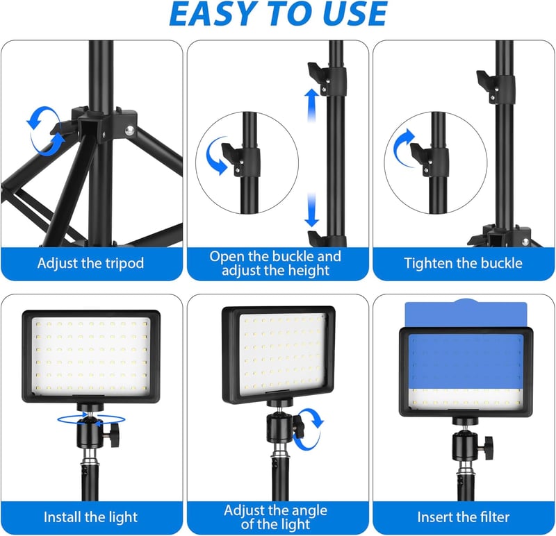 Ci-Fotto LED Videólámpa 2db Dimmer 5600K USB Tripod Szűrő Stúdió YouTube TikTok - 2-pack
