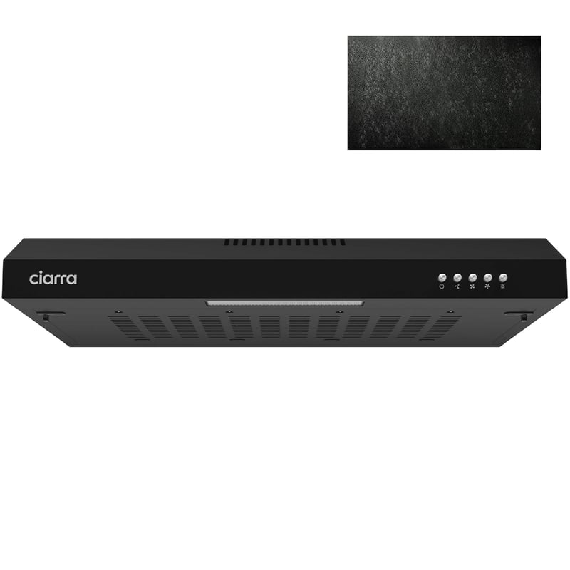 CIARRA 6903 Crna Napa 60 cm - Kuhinjska Napa s 3 Brzine, LED Rasvjetom, Metalnim Filterom za Masnoću, 220 m³/h Snage