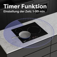 CIARRA beépíthető indukciós főzőlap 60 cm 3 zónás érintővezérléssel, 9 fokozat, gyerekzár, időzítő, automata lekapcsolás 6