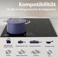 CIARRA CABBIH4 Beépíthető Indukciós Főzőlap 60cm - 4 Zónás, 9 Teljesítményszintű, Időzítővel, Érintőpanellel, 6000W, Fekete 9