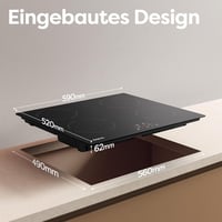 CIARRA CABBIH4 Beépíthető Indukciós Főzőlap 60cm - 4 Zónás, 9 Teljesítményszintű, Időzítővel, Érintőpanellel, 6000W, Fekete 7