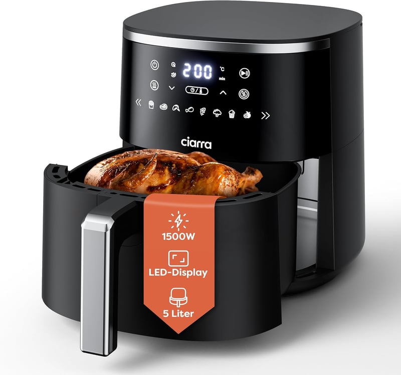 Ciarra CBAWAF1A AirFryer XL 5L 1500W olajmentes sütő 8 programmal
