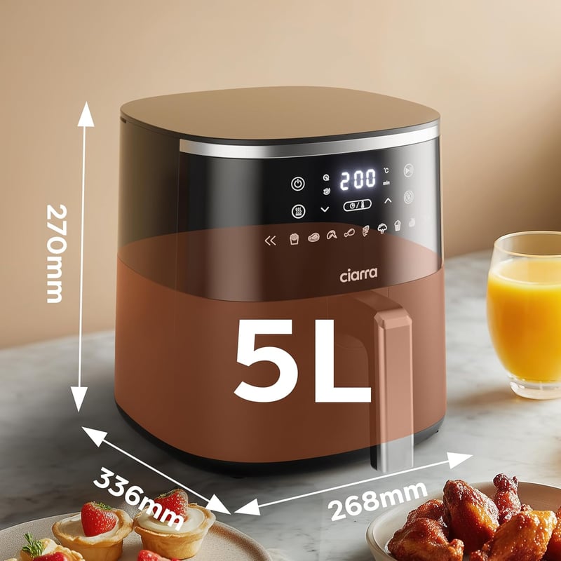 Ciarra CBAWAF1A AirFryer XL 5L 1500W olajmentes sütő 8 programmal
