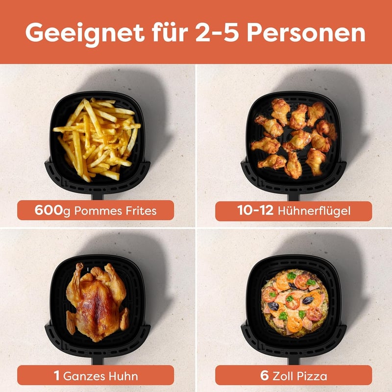Ciarra CBAWAF1A AirFryer XL 5L 1500W olajmentes sütő 8 programmal