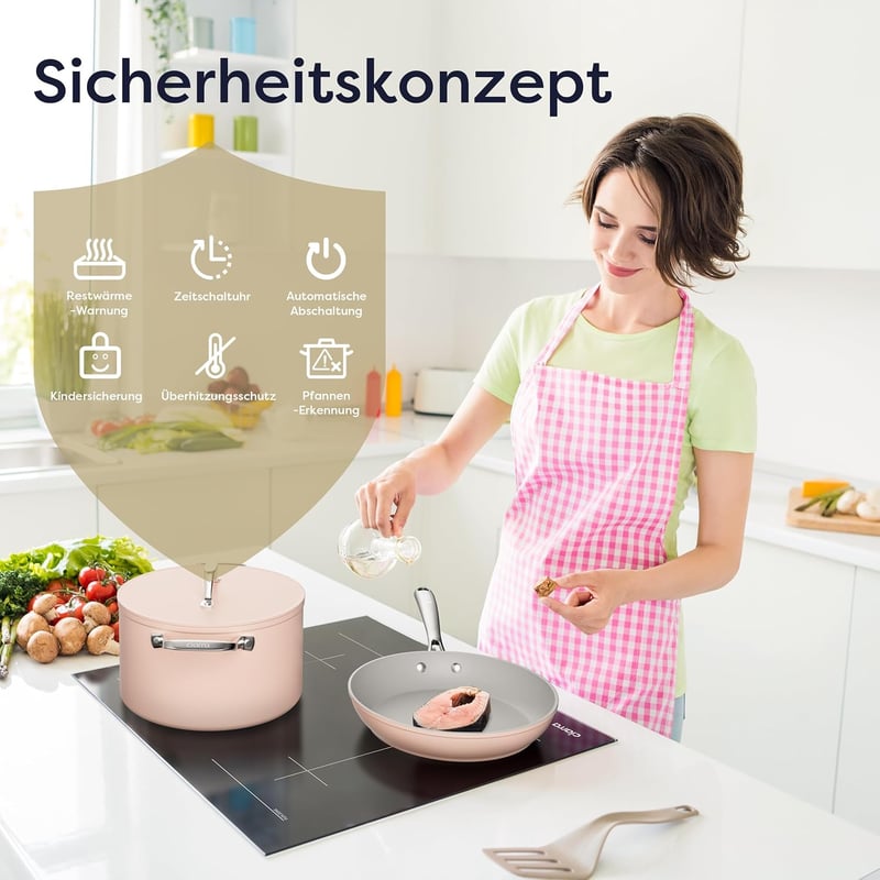 CIARRA CBBIH4BFF  Indukciós Főzőlap - 4 Zónás Üveg Felülettel, Érintésvezérléssel, 7200W Teljesítmény, 9 Fokozat