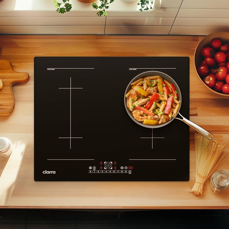 CIARRA CBBIH4BFF  Indukciós Főzőlap - 4 Zónás Üveg Felülettel, Érintésvezérléssel, 7200W Teljesítmény, 9 Fokozat
