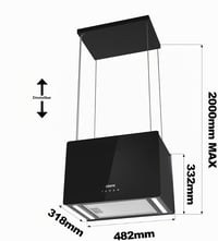 CIARRA CBCB4850 A+++ Sziget Páraelszívó 48cm 700m³/h Wi-Fi Vezérlés 4 Fokozat 8