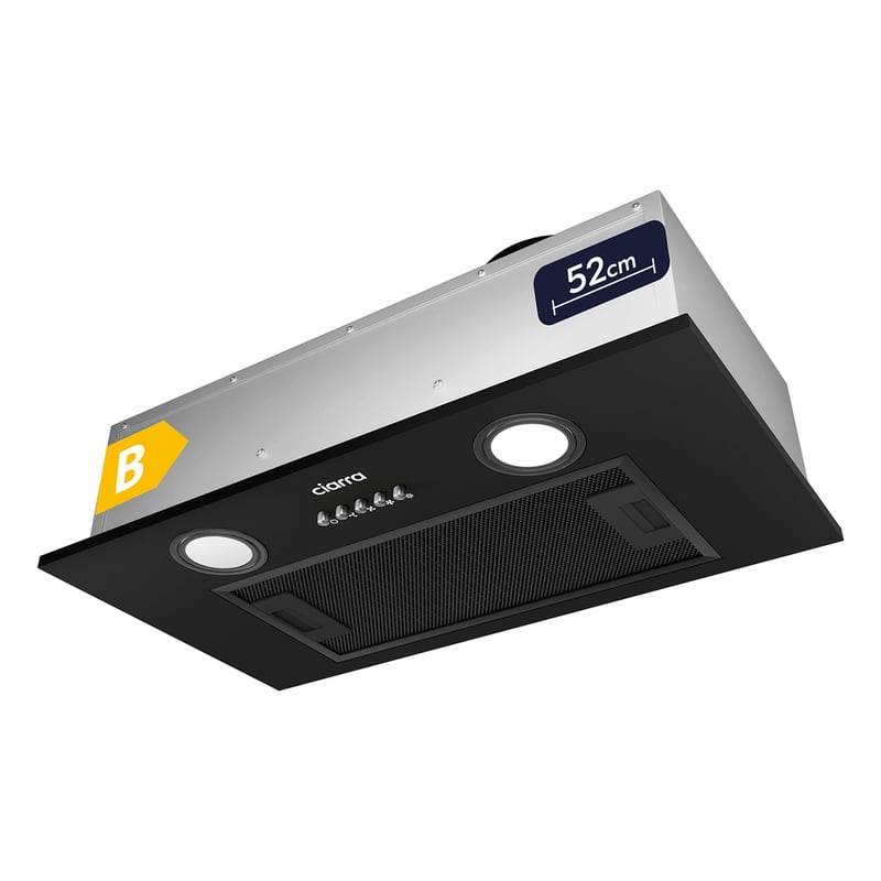 CIARRA CBCB5913A Beépíthető Páraelszívó Modul 52cm - 300m³/h, 3 Sebességfokozat, LED Világítás, Fekete, CBCF005 Szénszűrővel Kompatibilis