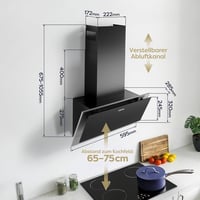 CIARRA CBCB6736C 60 cm-es Ferde Páraelszívó A++ 350 m³/h LED Világítás Fekete 7
