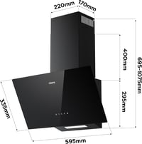 Hotă decorativă înclinată CIARRA CBCB6750C, 60 cm, A++, 350 m³/h - negru 8