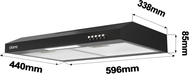 CIARRA CBCB6903D 60 cm-es Beépíthető Páraelszívó 3 Fokozat Fekete