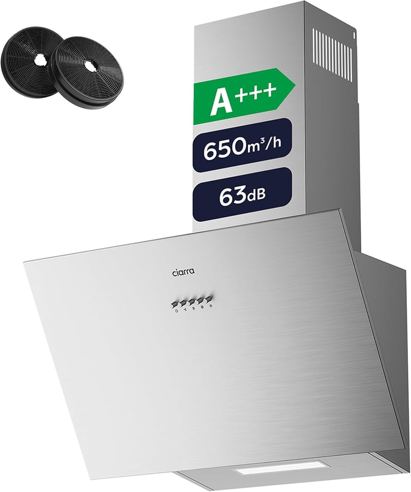 CIARRA CBCS6762A 60cm Ferde Páraelszívó A+++ Rozsdamentes Acél 650m³/h