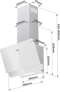 CIARRA CBCS6765C 60 cm-es fali páraelszívó, 580 m³/h, 3 fokozat, rozsdamentes acél 9