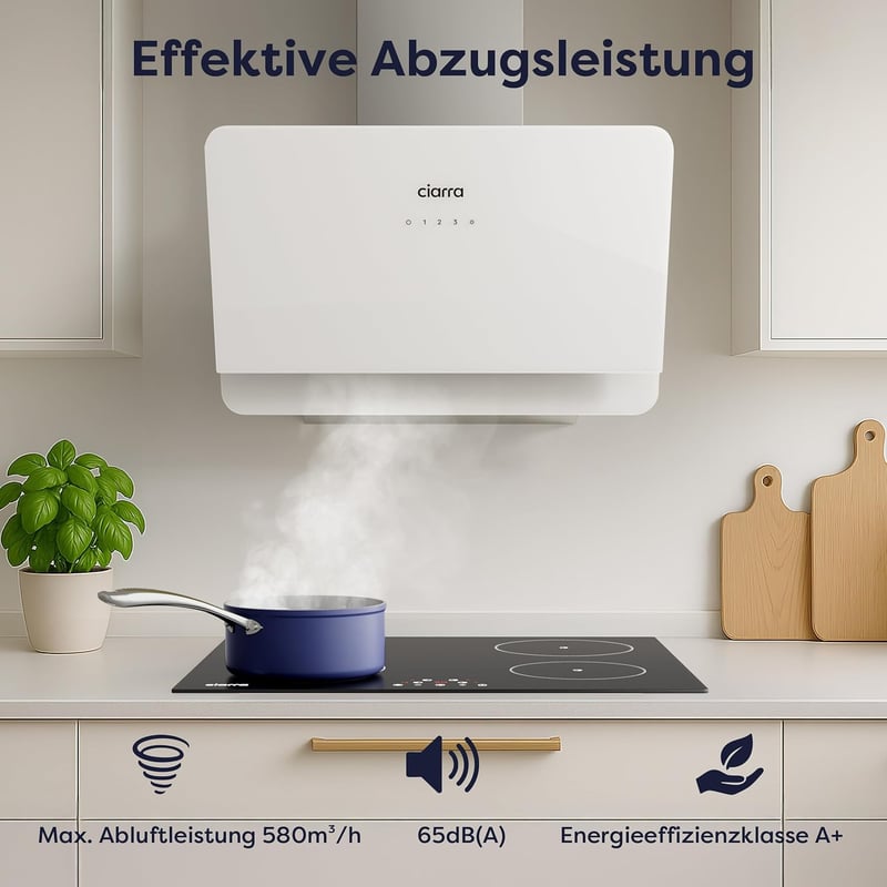 CIARRA CBCS6765C 60 cm-es fali páraelszívó, 580 m³/h, 3 fokozat, rozsdamentes acél
