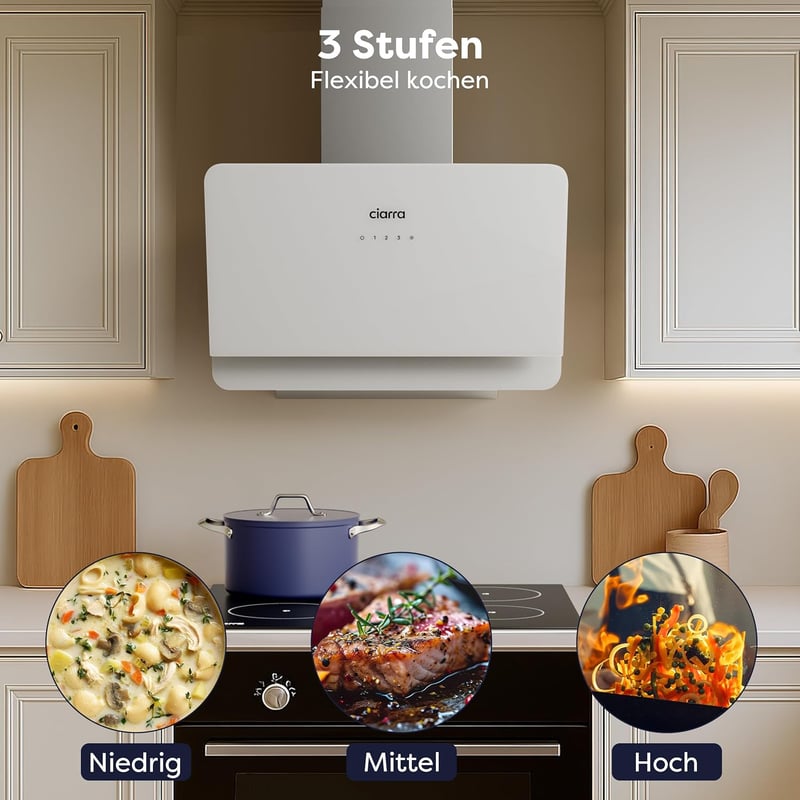 CIARRA CBCS6765C 60 cm-es fali páraelszívó, 580 m³/h, 3 fokozat, rozsdamentes acél