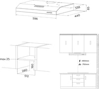 CIARRA CBCS6903D 60 cm Páraelszívó Recirkulációs Beépíthető Rozsdamentes Acél 3 Fokozat 6