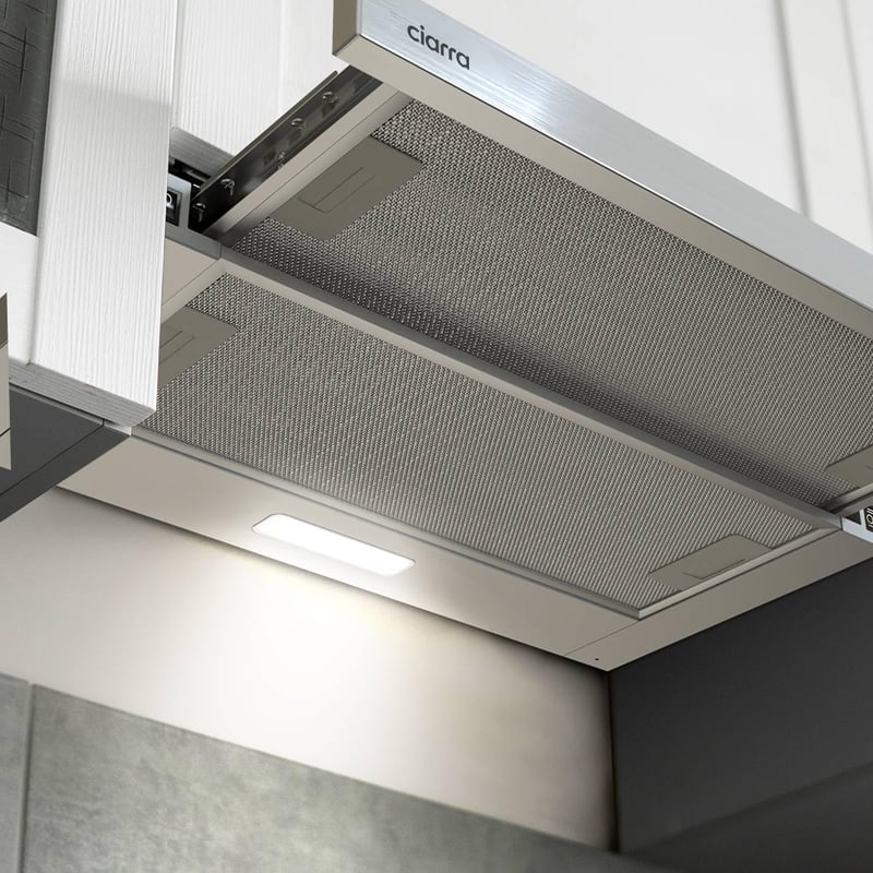 Ciarra CBCS6906D 60 cm-es Síkképernyős Páraelszívó, 370 m³/h, Rozsdamentes Acél, LED