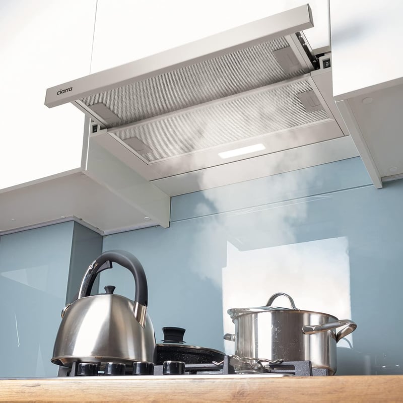 Ciarra CBCS6906D 60 cm-es Síkképernyős Páraelszívó, 370 m³/h, Rozsdamentes Acél, LED