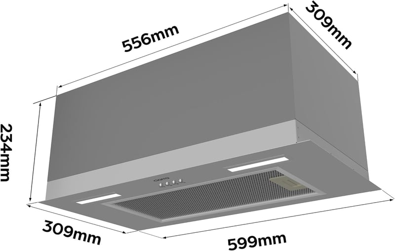 CIARRA CBCS6926A 60cm Beépített Konyhai Páraelszívó 3 Fokozat LED Szűrővel