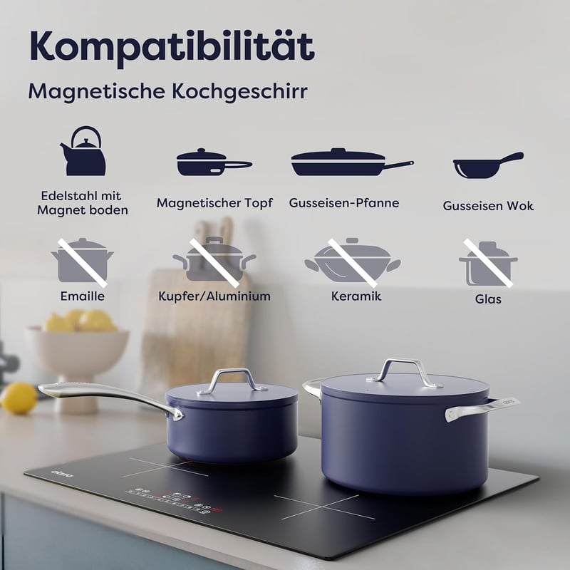 Plită cu Inducție CIARRA - 4 Zone, Suprafață din Vitroceramică Neagră, Control Tactil, 9 Nivele de Putere, cu Funcție Timer