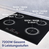 Plită cu Inducție CIARRA - 4 Zone, Suprafață din Vitroceramică Neagră, Control Tactil, 9 Nivele de Putere, cu Funcție Timer 5
