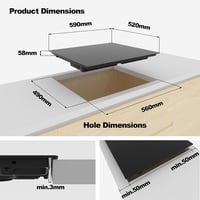 CIARRA Indukciós Főzőlap 6200W - Üvegkerámia Felülettel, Időzítővel és Biztonsági Zárral, 59 cm Széles Beépíthető Modell 2