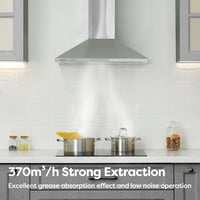 CIARRA Páraelszívó 60 cm Rozsdamentes Acél Fali Konyhai Elszívó 370 m³/h LED Világítással 3 Fokozat 4