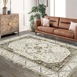 Covor cu fir scurt, lavabil, CIBTYHOH - gri/maro - 200x290 cm