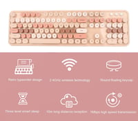 Set tastatură și mouse wireless ciciglow în stil mașină de scris retro, 104 taste, cu tastatură numerică, culoare mixtă Sweet Milk Tea 4