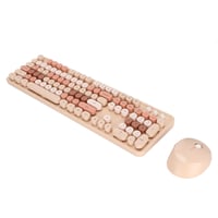 Set tastatură și mouse wireless ciciglow în stil mașină de scris retro, 104 taste, cu tastatură numerică, culoare mixtă Sweet Milk Tea 5