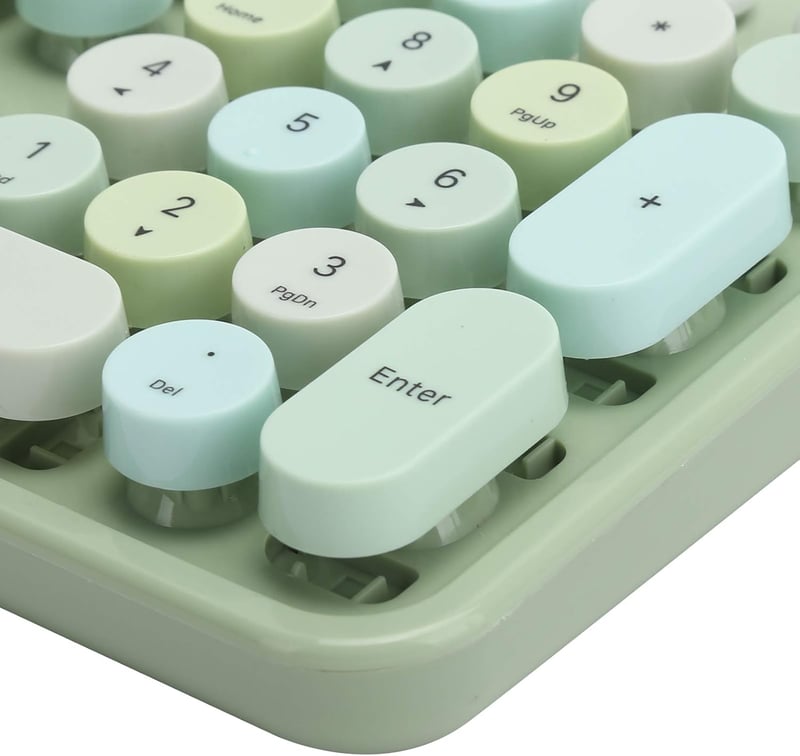 ciciglow Wireless Billentyűzet és Egér Szett, Színes Írógép Stílusú Billentyűzet Numerikus Billentyűzettel, USB Kawaii Billentyűzet Laptop P