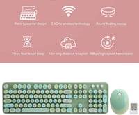 ciciglow Wireless Billentyűzet és Egér Szett, Színes Írógép Stílusú Billentyűzet Numerikus Billentyűzettel, USB Kawaii Billentyűzet Laptop P 3