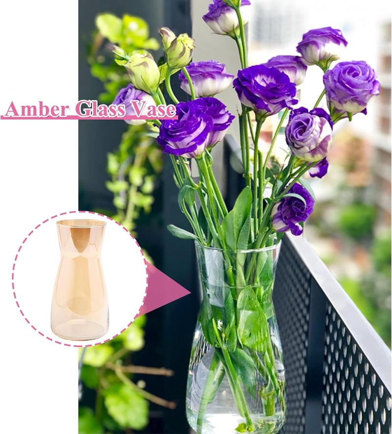Vază din sticlă CiciIng de 20 cm pentru decorarea mesei, potrivită pentru iarbă de pampas și flori