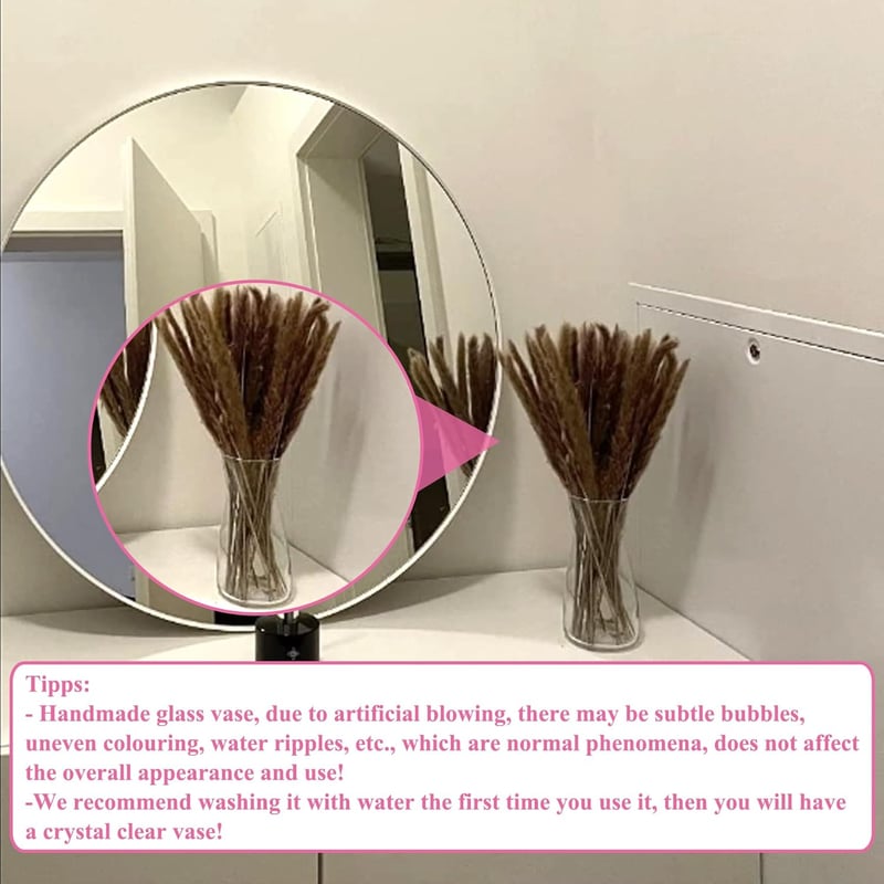 CiciIng 20 cm-es Üveg Váza Virágokhoz, Átlátszó Asztali Dekoráció Tulipánhoz és Szárazvirághoz