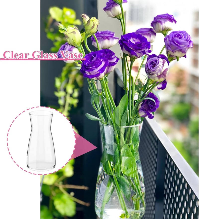 CiciIng 20 cm-es Üveg Váza Virágokhoz, Átlátszó Asztali Dekoráció Tulipánhoz és Szárazvirághoz